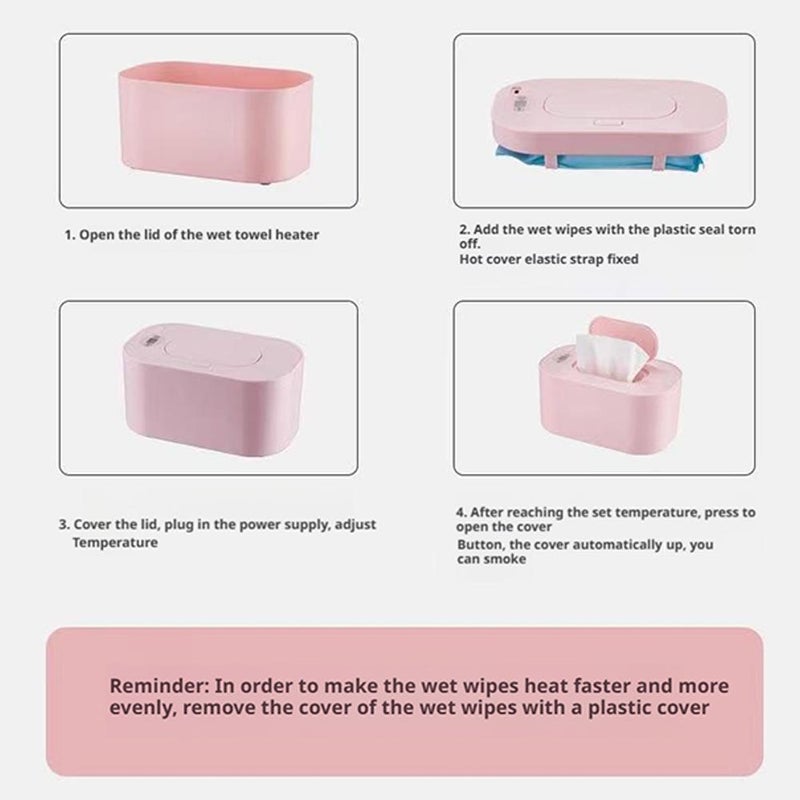 Baby Wipe Warmer, Portable Large Capacity Wipes Warmer Dispenser with LED Display, Adjustable Baby Wet Wipes Holder, Quiet and Evenly Overall Heating for Home Car Travel Use (white) - Image 5